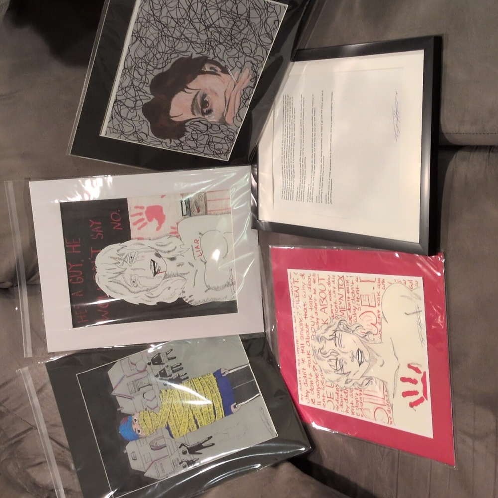 Modern Art  Hiliting " Male Abuse" Set  4-8x10 Prints  Cardboard Frames Included